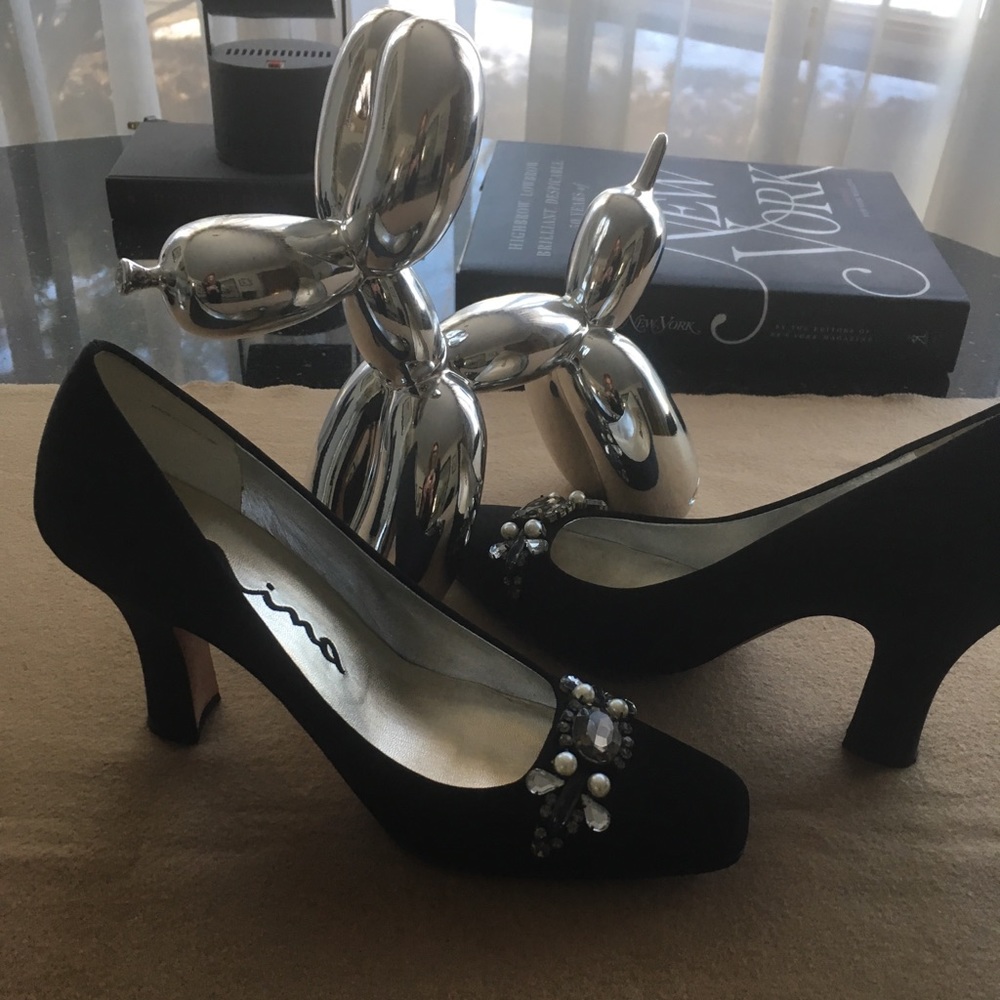 Black satin shoe with jeweled top!